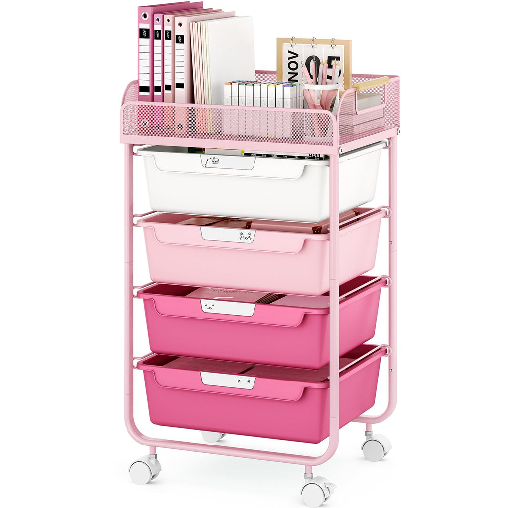 4-Drawer Rolling Storage Cart with Mesh Top Q616