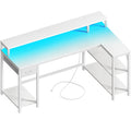 53 inch Reversible L Shaped Desk with LED Lights & Power Outlets V29990
