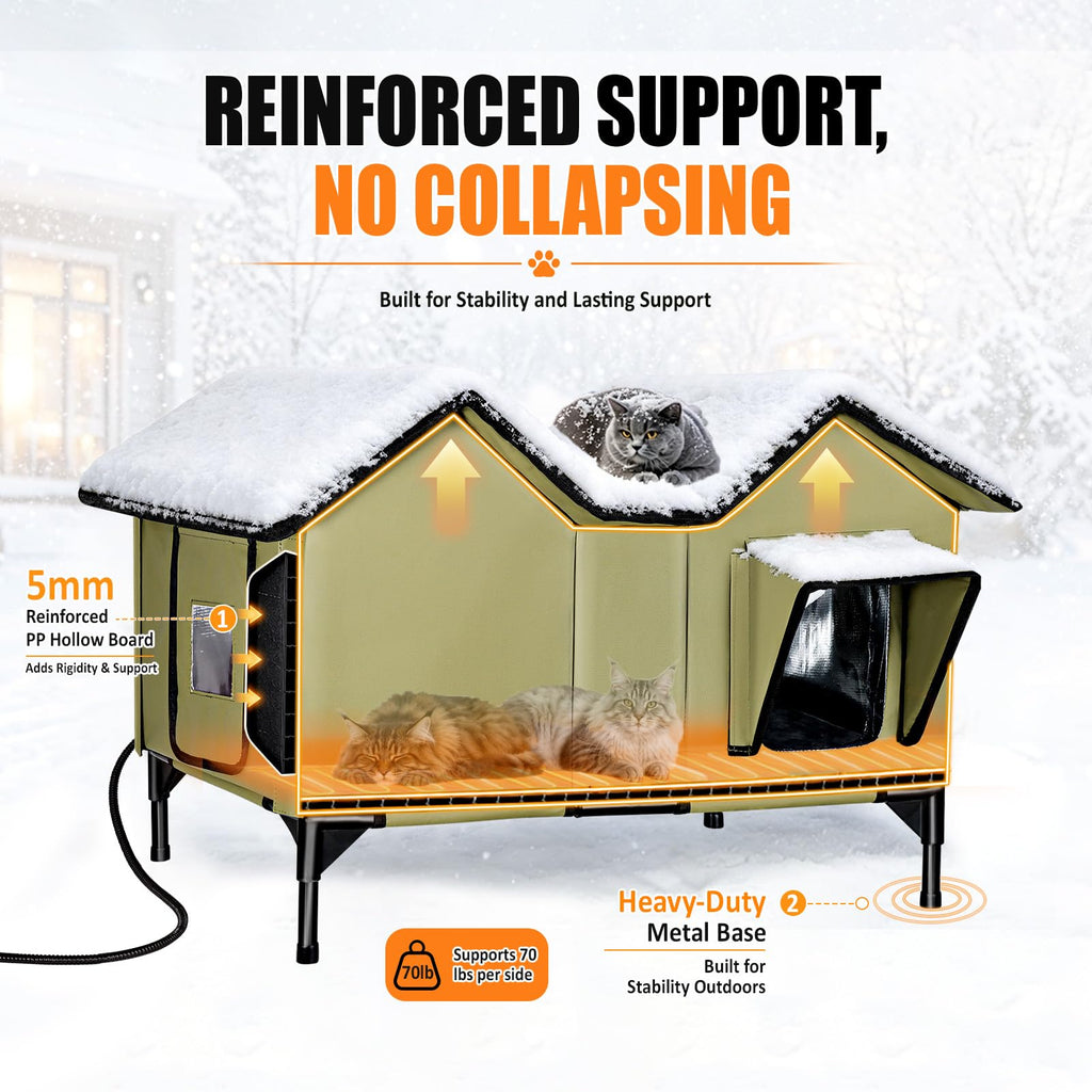 Weatherproof Outdoor Heated Cat House D7898