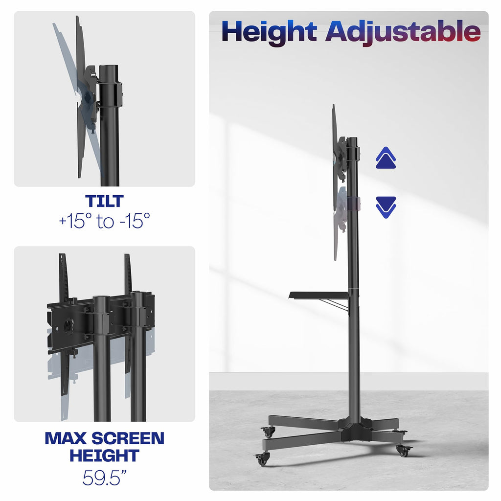 Black Mobile TV Cart for 32 to 83 inch Screens P77432