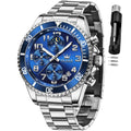 Mens Chronograph Moon Phase Two Tone Stainless Steel Waterproof Luminous Wrist Watch G373