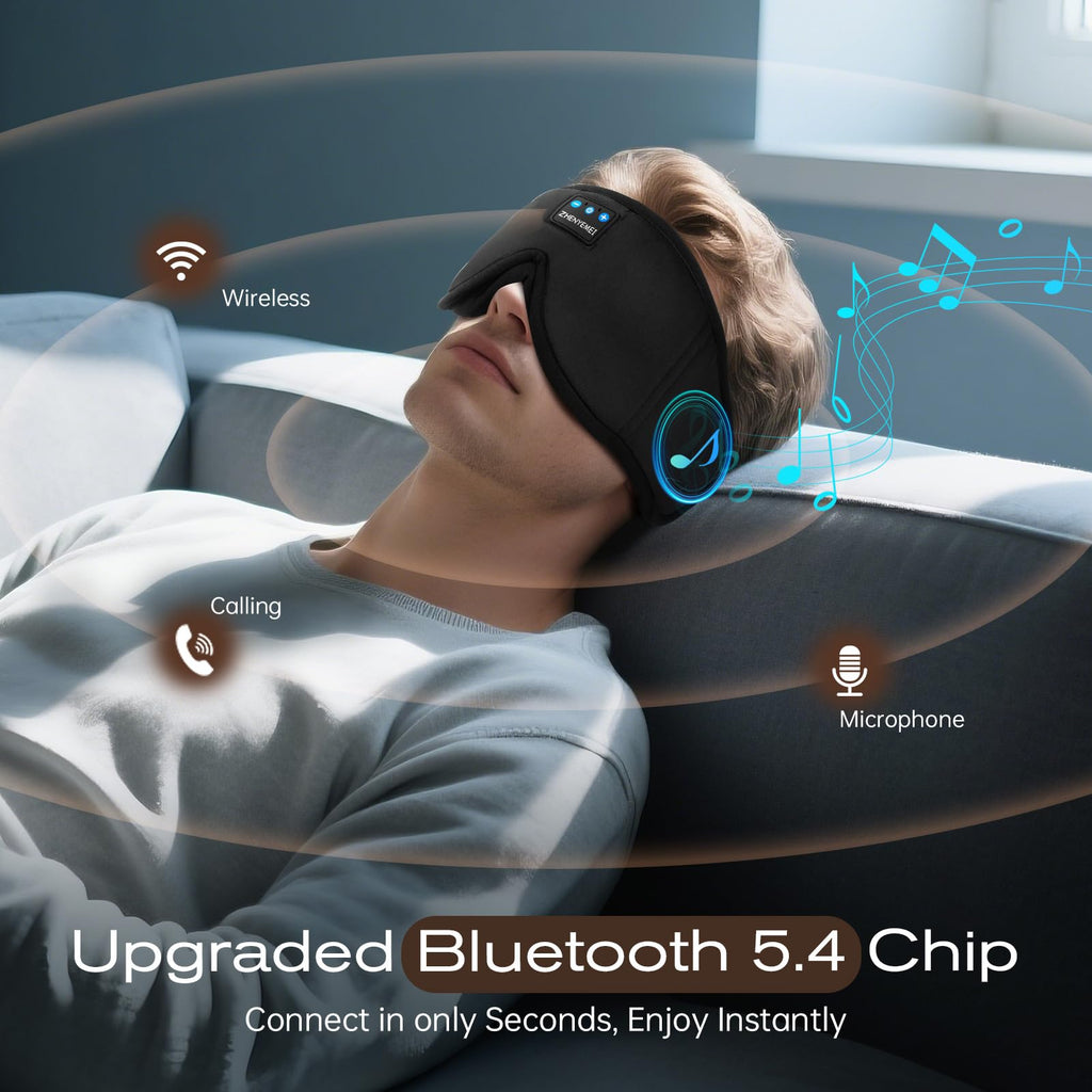 Black Bluetooth Sleep Mask with Headphones H9657