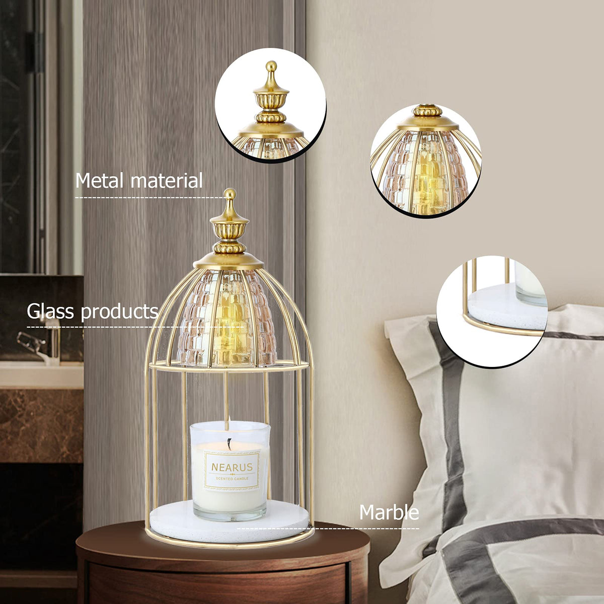 Candle Warmer Lamp with Marble Base and Timer R262478