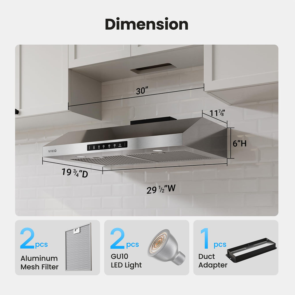 30 Inch Under Cabinet Range Hood 900 CFM Dual Motor Y5667