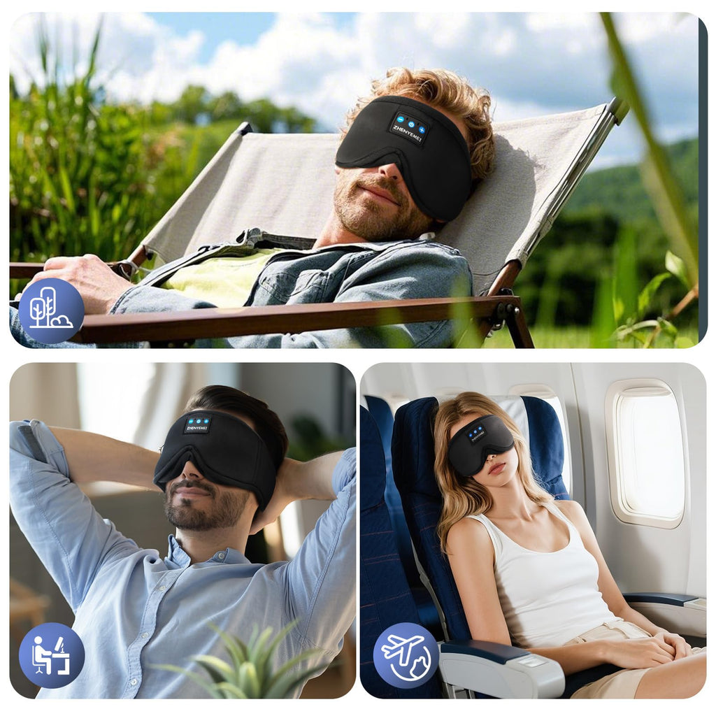 Black Bluetooth Sleep Mask with Headphones H9657