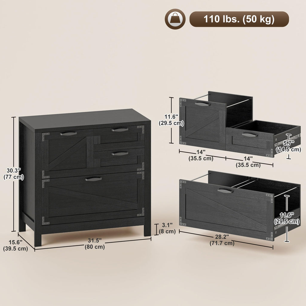 Black 4 Drawer File Cabinet K51405