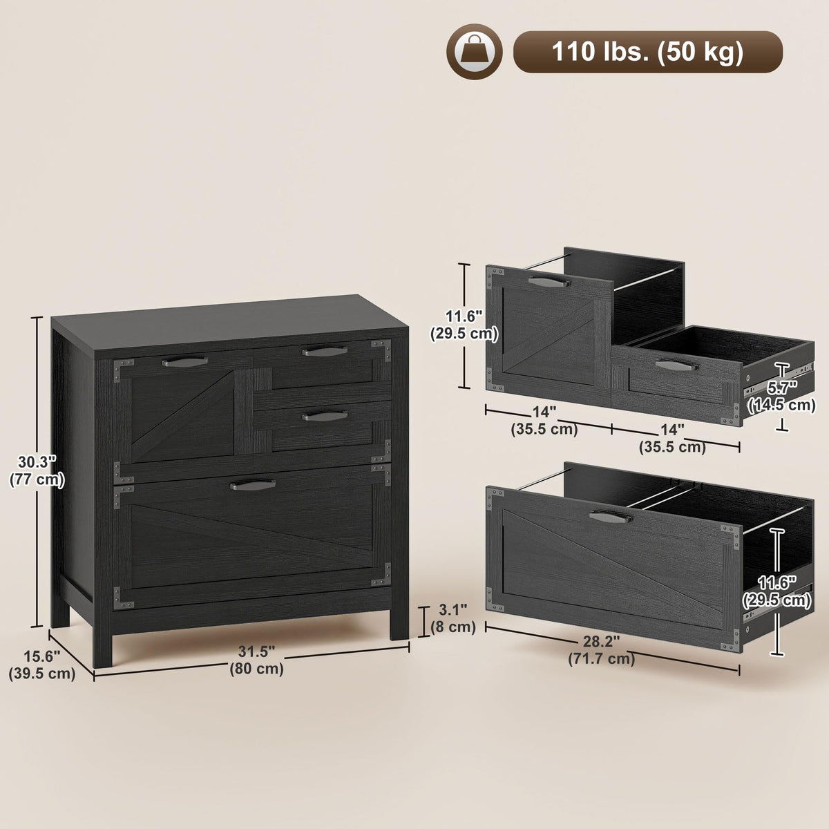 Black 4 Drawer File Cabinet K51405