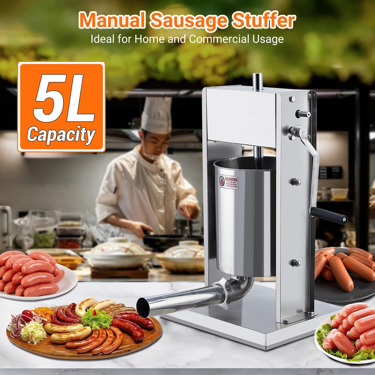 5L Stainless Steel Manual Sausage Stuffer L358