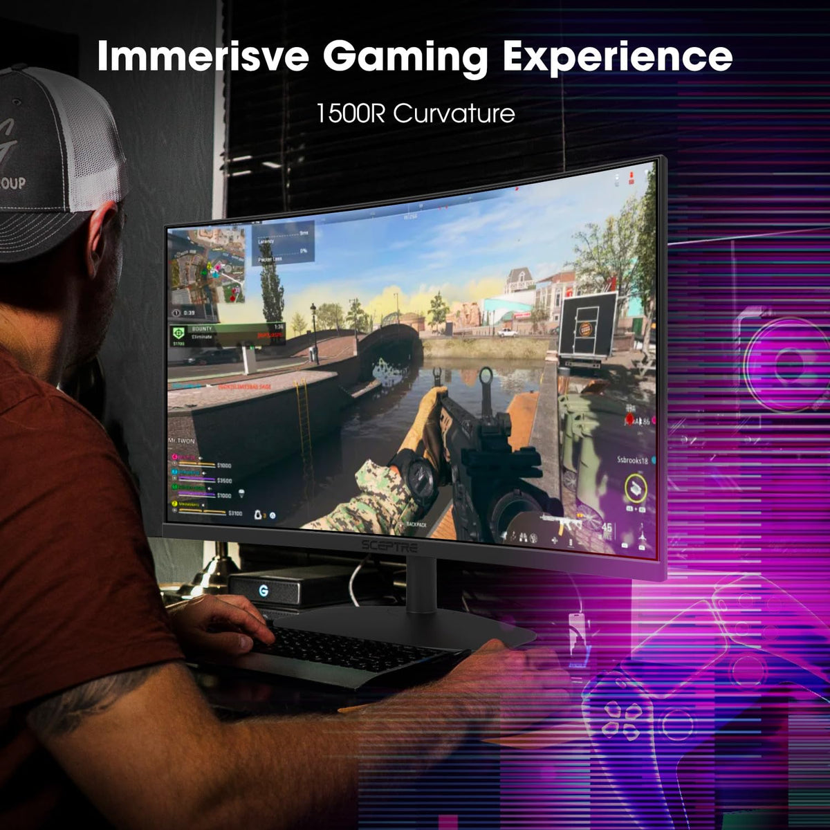 Curved 27-inch Gaming Monitor 1500R 100Hz HDMI DisplayPort 1ms R60736