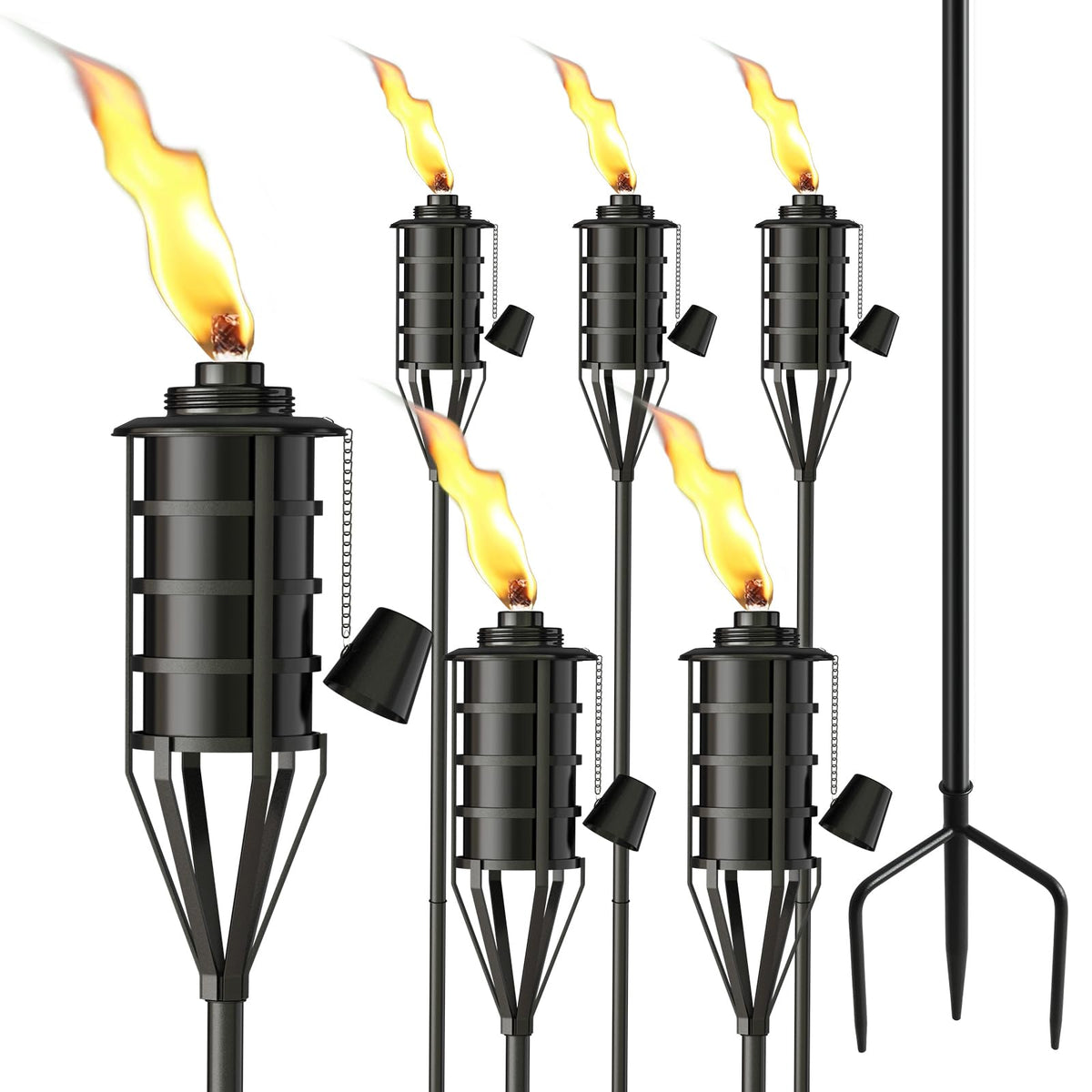 Citronella Garden Torch Set of 6, 16oz Metal Torch K4863