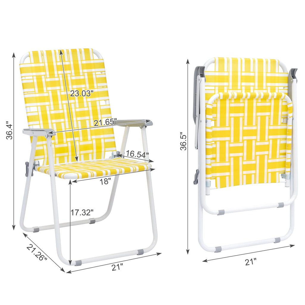 Set of 2 Yellow & White Webbed Folding Chairs K5110