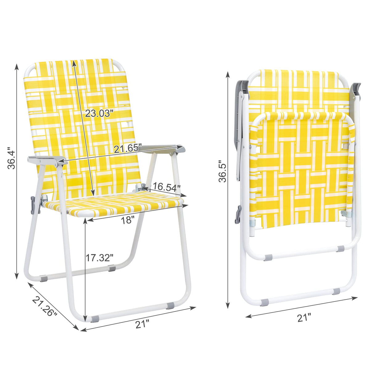 Set of 2 Yellow & White Webbed Folding Chairs K5110