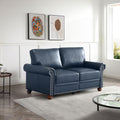 Navy Blue PU Leather Storage Loveseat Sofa Y8676