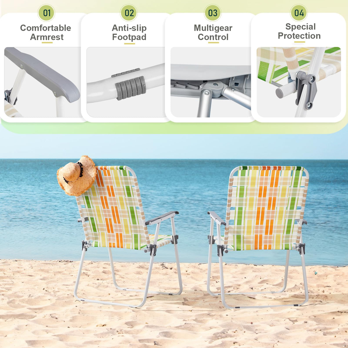 Oversized Webbed Folding Lawn Chairs 2 Pack W32295