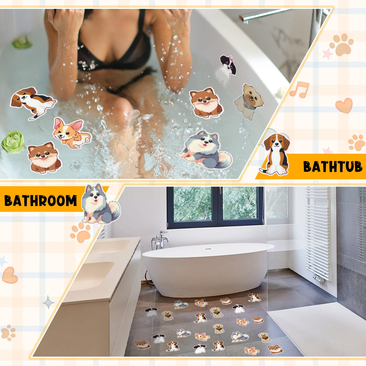 24 Pcs Dog Bathtub Non Slip Stickers Q250