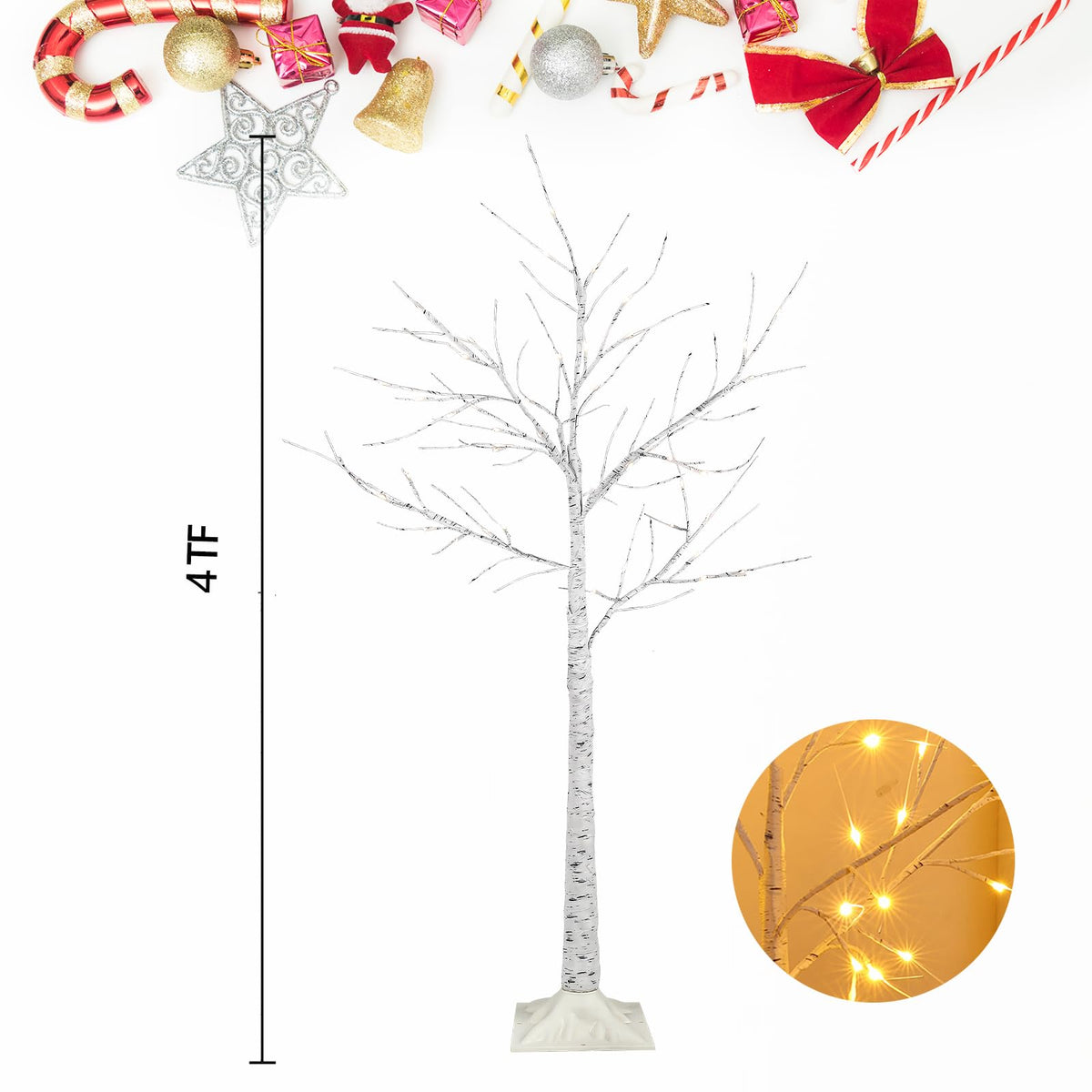 2-Pack 4FT Lighted Birch Tree L629