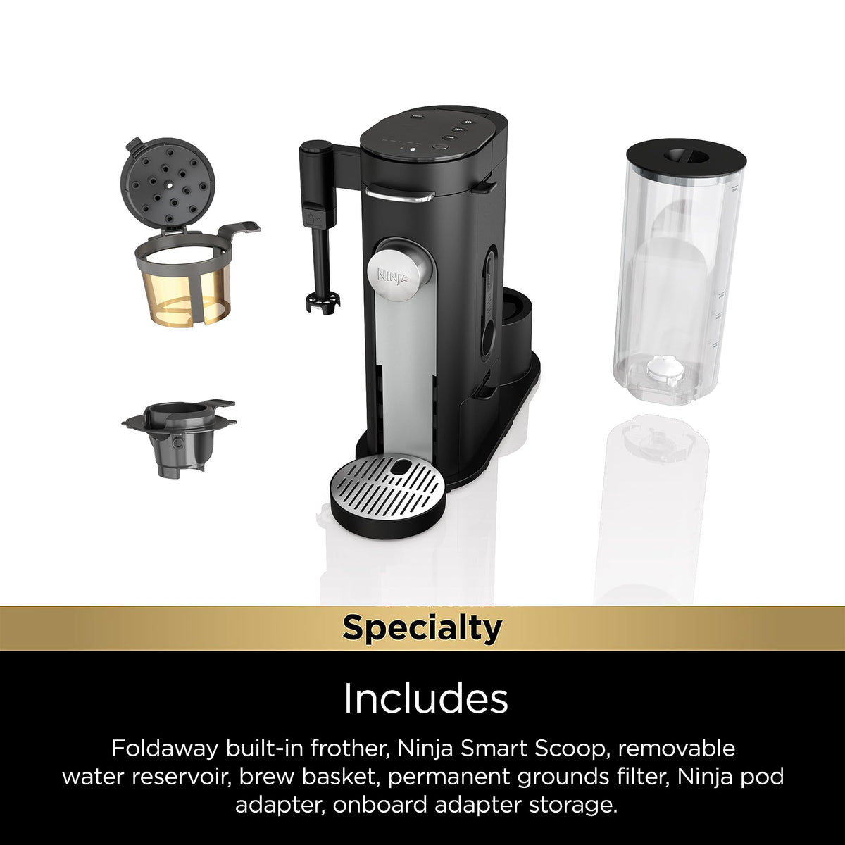 Single-Serve Coffee Maker with Milk Frother, Black B6427
