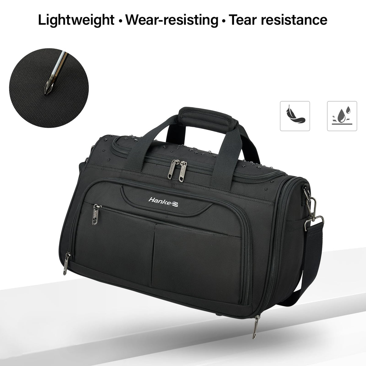 Black Lightweight Water Resistant Foldable Travel Duffel Bag M1672
