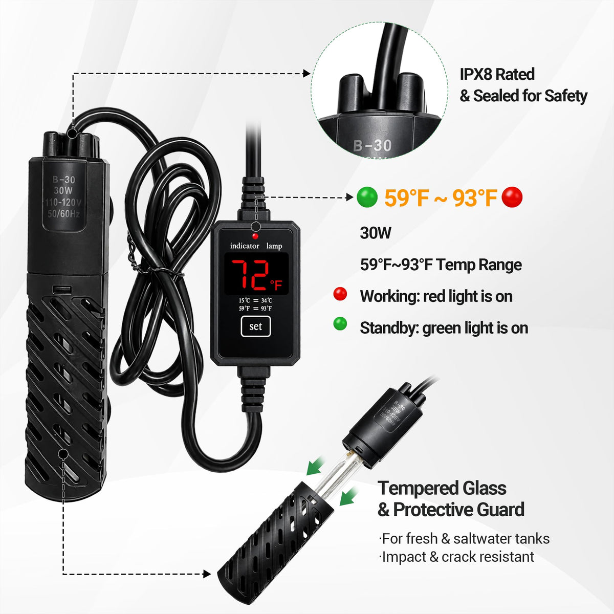 3.5 Gallon Acrylic Aquarium Starter Kit with Heater U3913