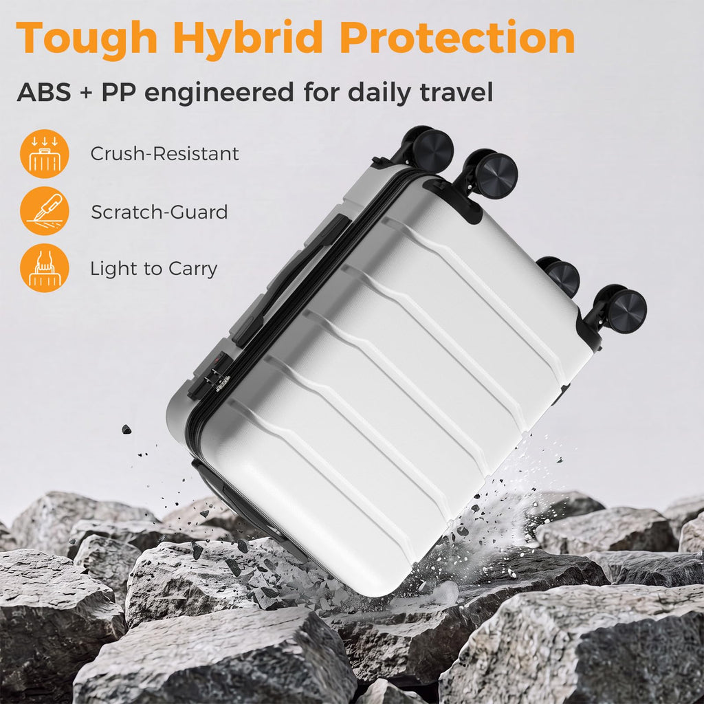 20 Inch White Hard Shell Carry on Luggage H171