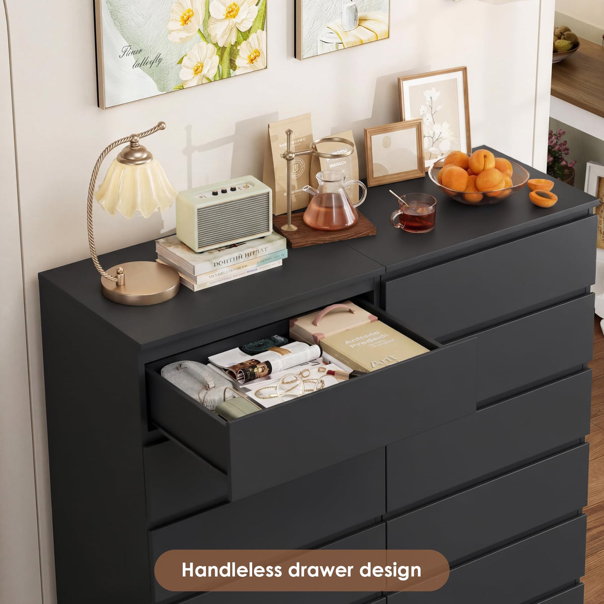 Black 6 Drawer Dresser A318
