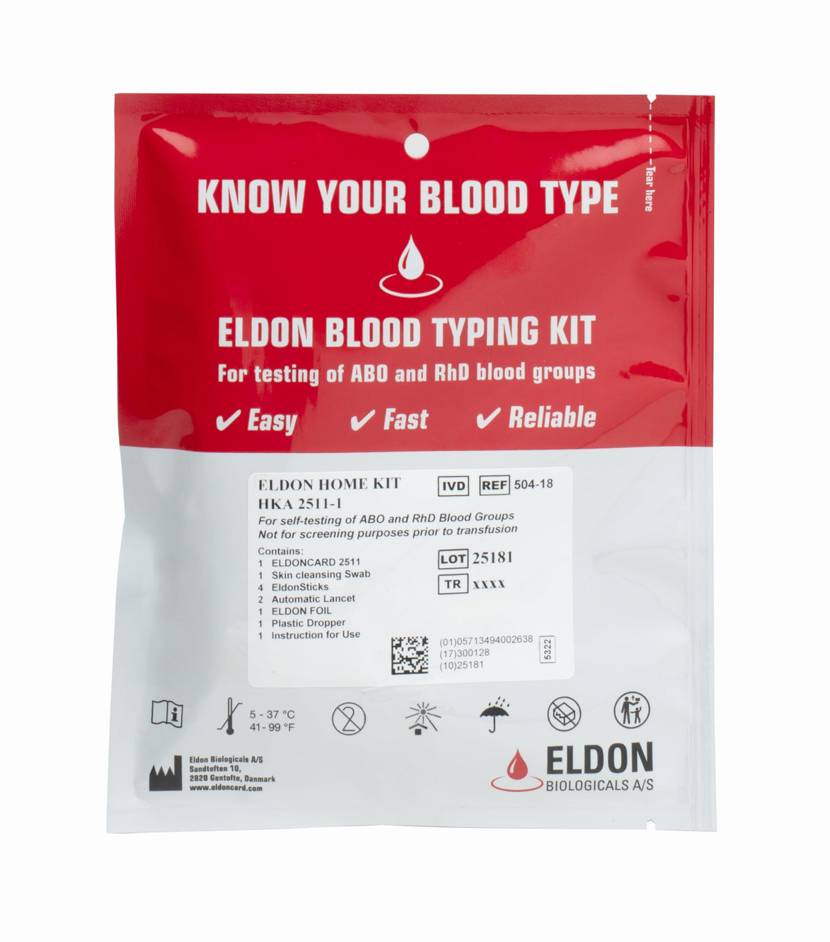 Blood Typing Kit, 1 Test Pack F2247