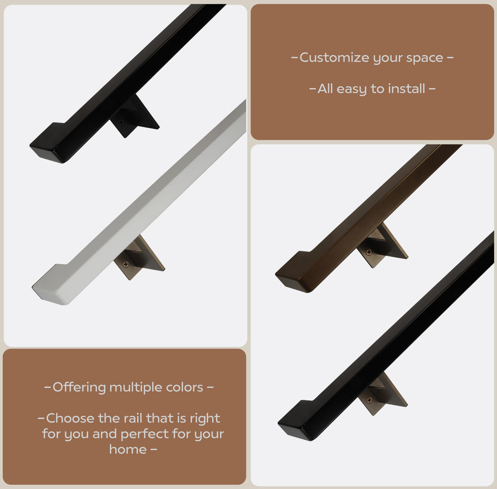 Black 5 Foot Aluminum Handrail Grab Bar Set B9590