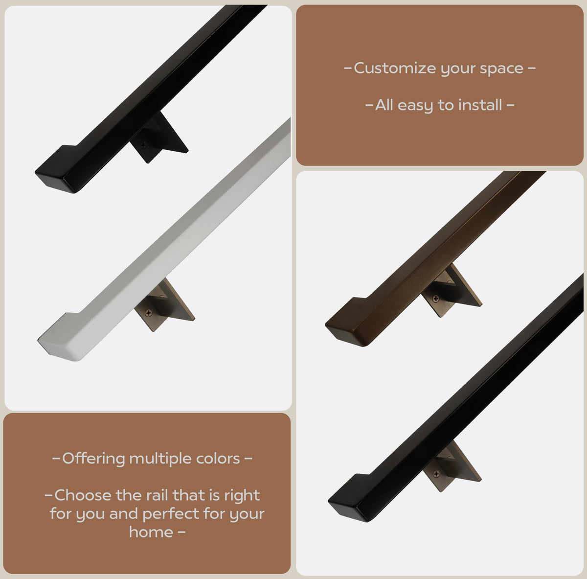 Black 5 Foot Aluminum Handrail Grab Bar Set B9590
