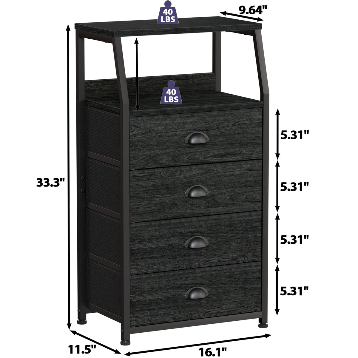 Tall Nightstand with Fabric Drawer C180