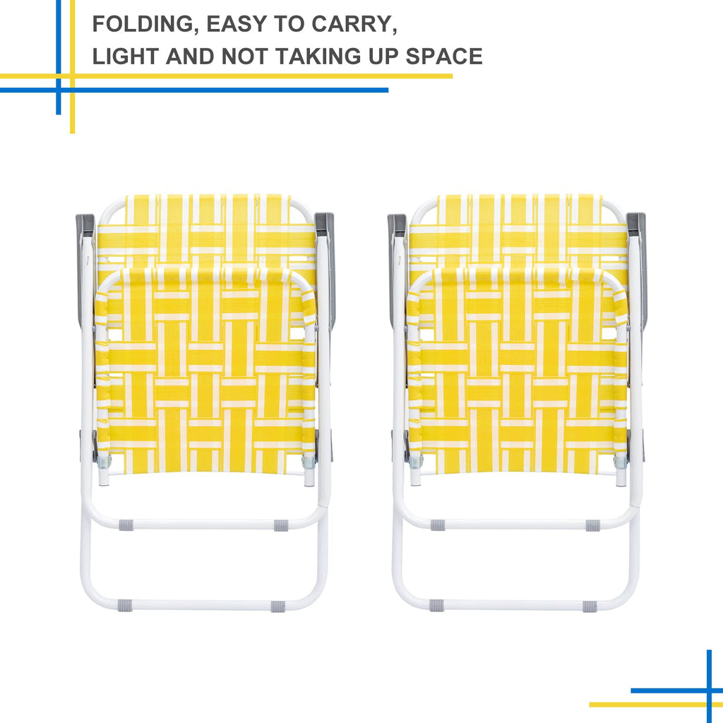 Set of 2 Yellow & White Webbed Folding Chairs K5110
