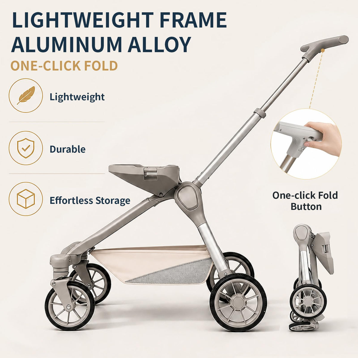 Khaki Dog Stroller with Detachable Carrier J116681
