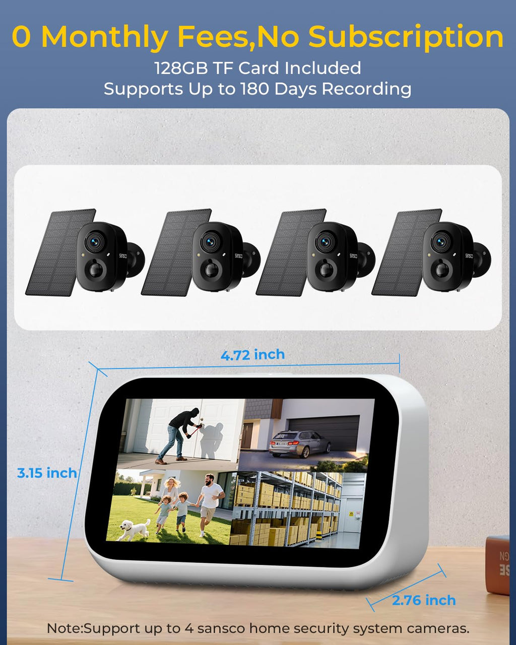 4 Cam Wireless Solar Security Camera System L89380