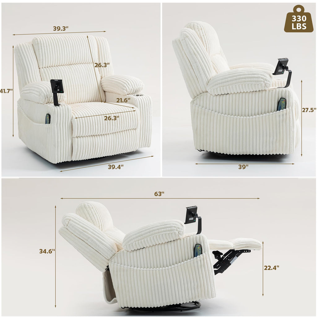 Power Swivel Rocker Recliner with Adjustable Headrest N600