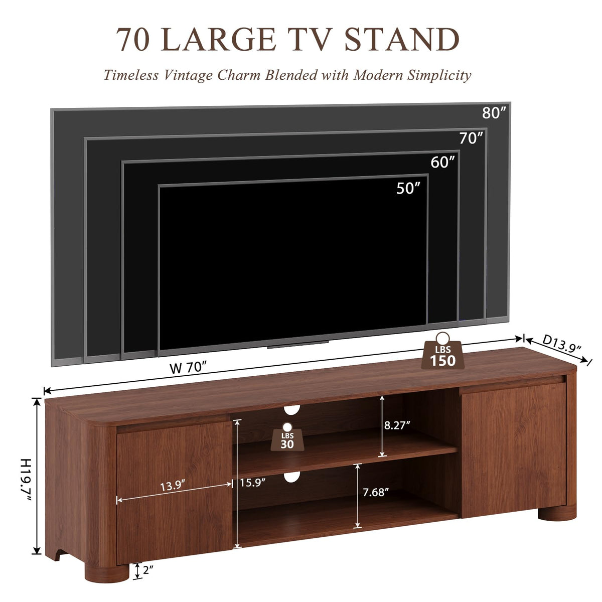 70" Walnut TV Stand Z182135