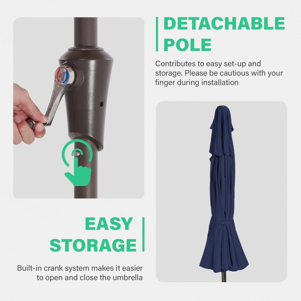 9ft 2-Tier Patio Umbrella, Crank Tilt, Navy Blue C171406