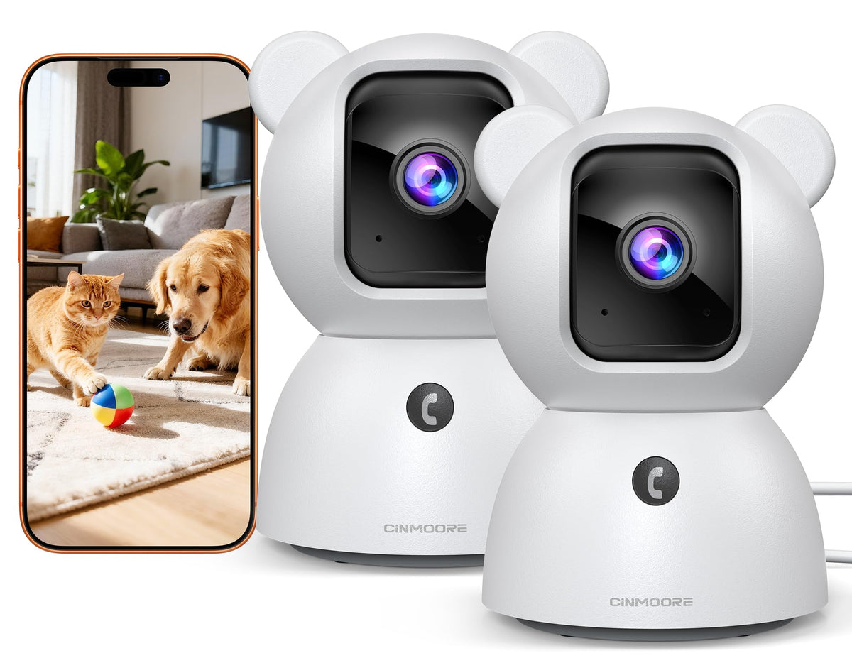 2 Pack 2.5K Indoor Security Cameras with Pan Tilt Night Vision 2-Way Audio L47798