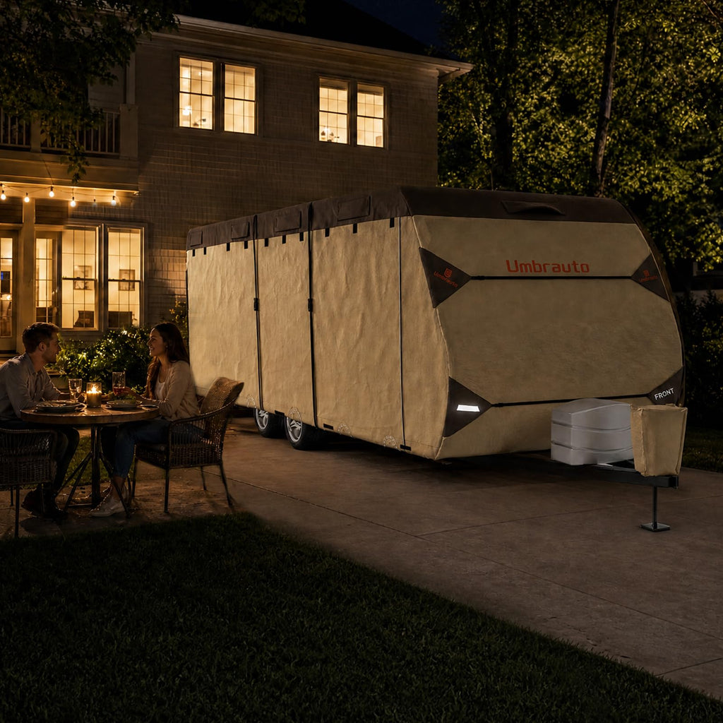 14' ~ 16' Waterproof Windproof Heavy Duty Travel Trailer RV Cover K30780