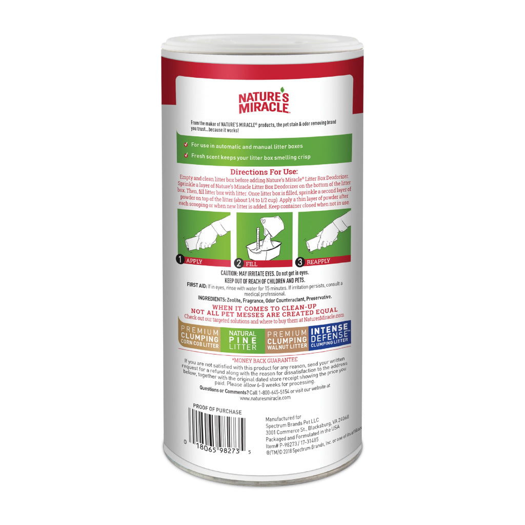 Unscented Cat Litter Box Deodorizer Powder 20 Ounces Pack of 6 Z3122