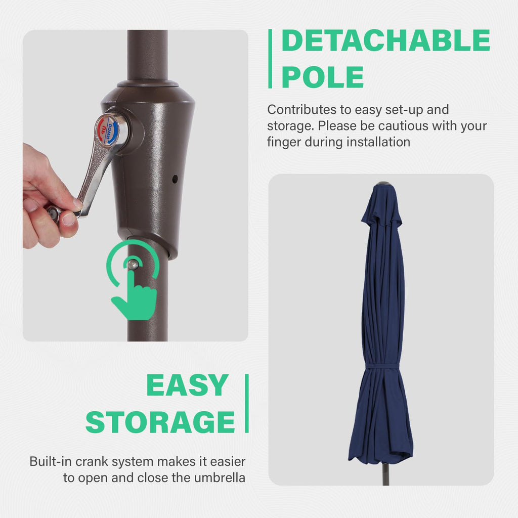 9ft 2-Tier Patio Umbrella, Crank Tilt, Navy Blue C171406