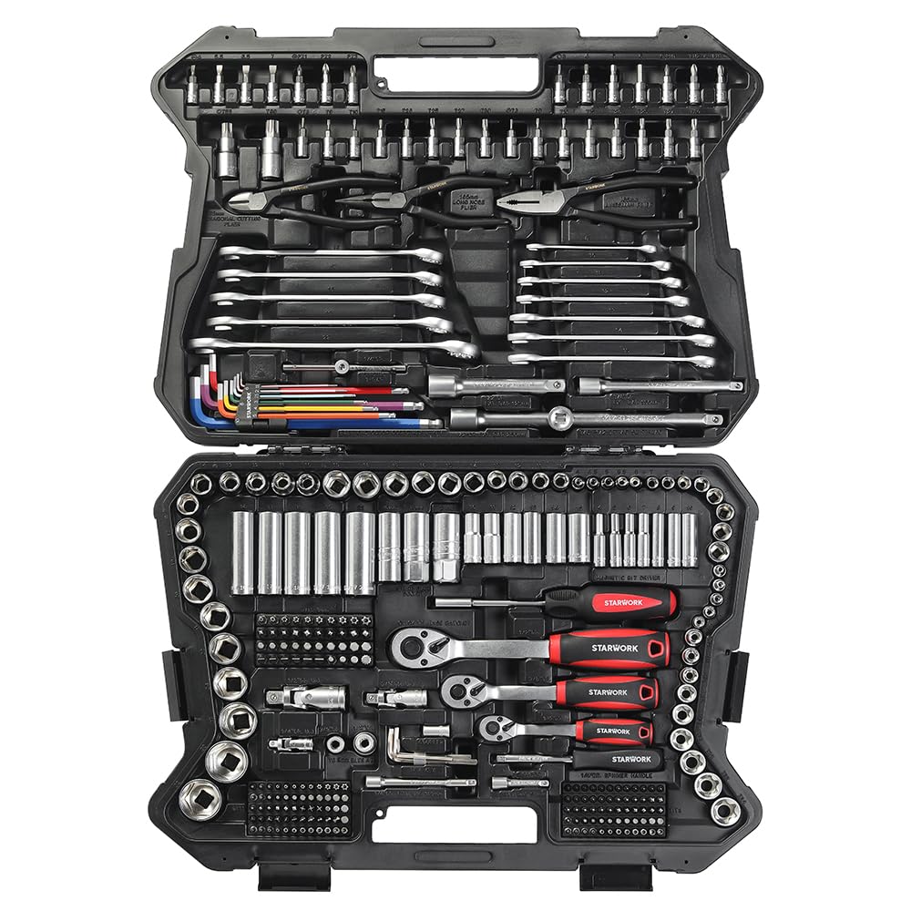 314-Piece Mechanics Tool Set and Socket Set, 1/4", 3/8", 1/2" Drive, Metric F53093