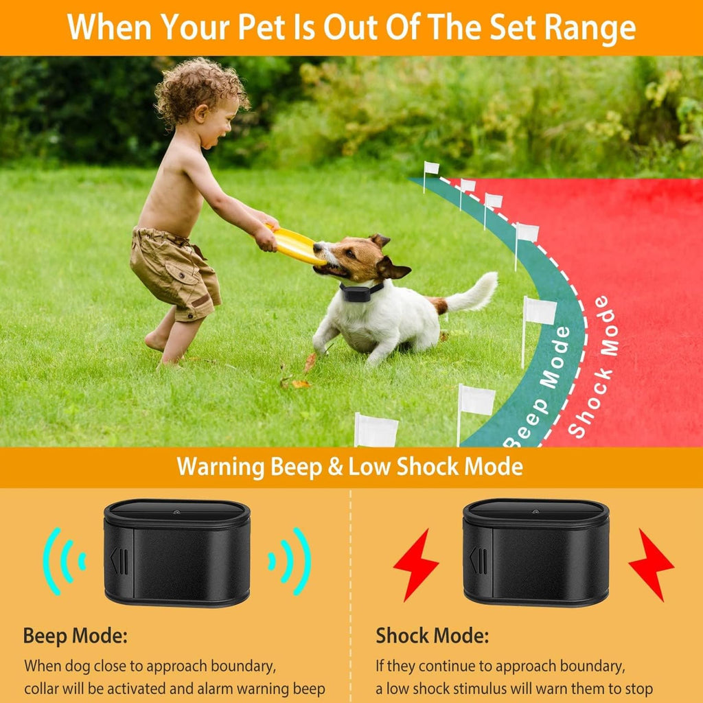 Electric Dog Fence Pet Containment System, Waterproof Training Collar M2978