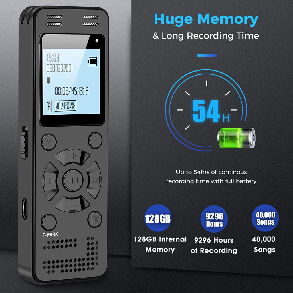 128GB Digital Voice Recorder with Playback K818