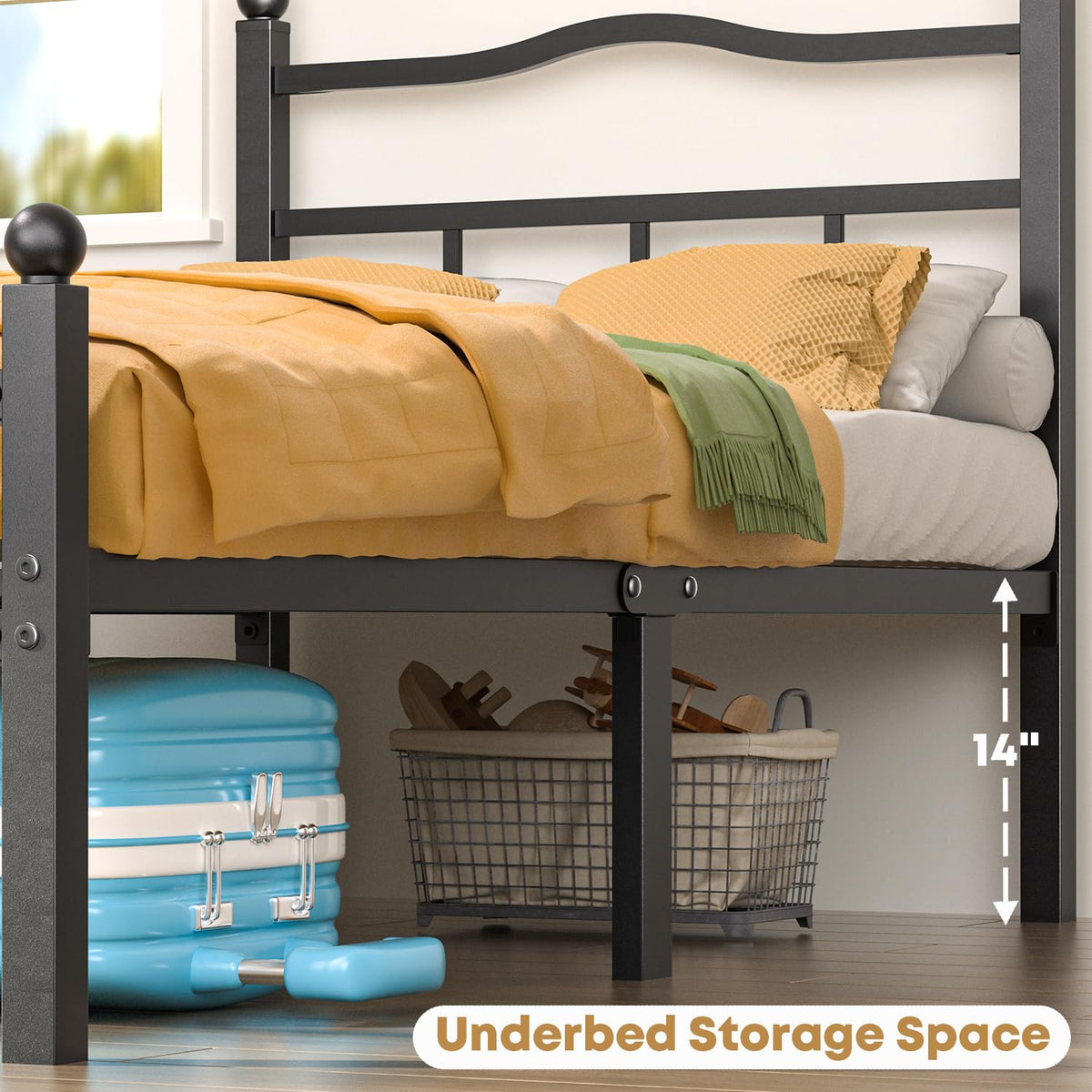 14 Inch Twin Bed Frame with Headboard and Footboard V5274