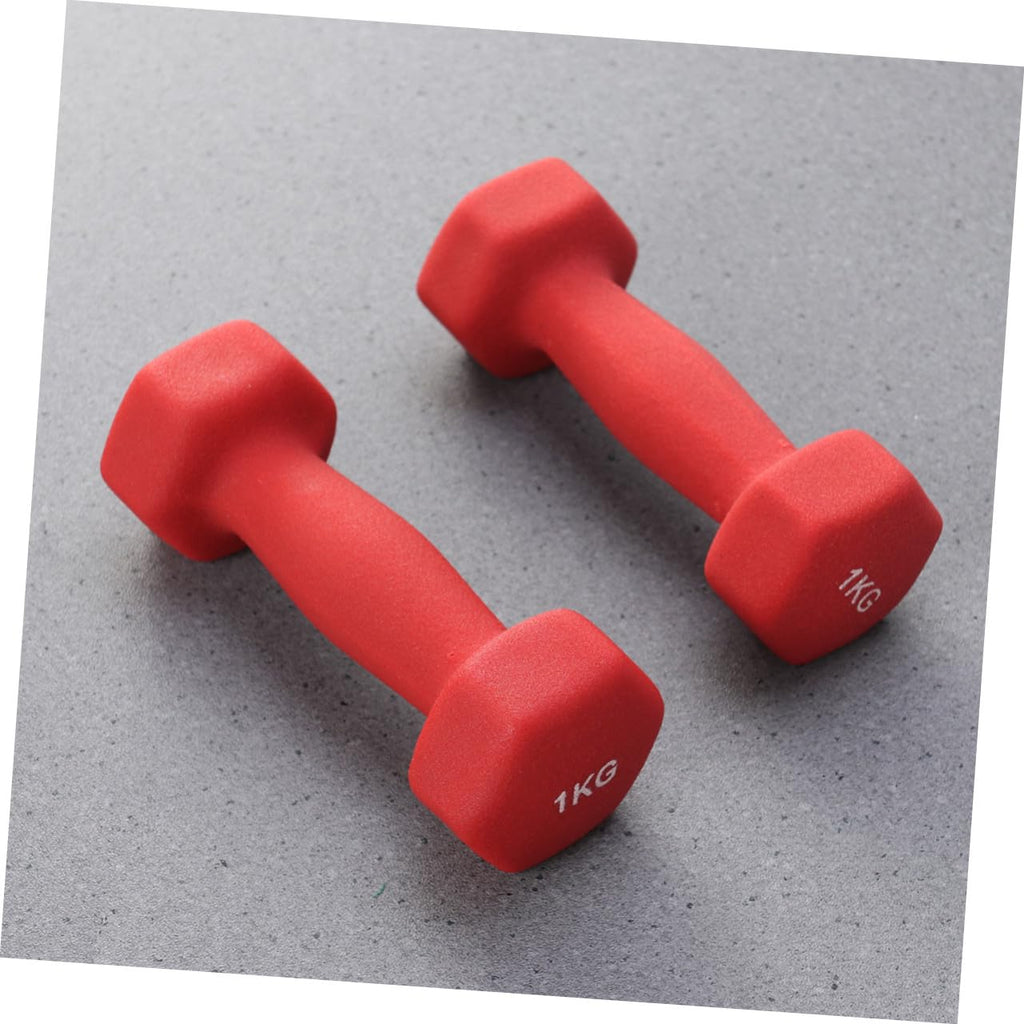 Ergonomic Hexagonal Neoprene Coated Dumbbells Red R716