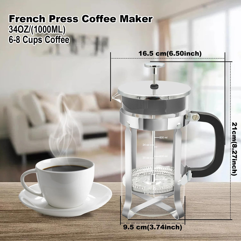 34oz Stainless Steel French Press Coffee Maker V438872