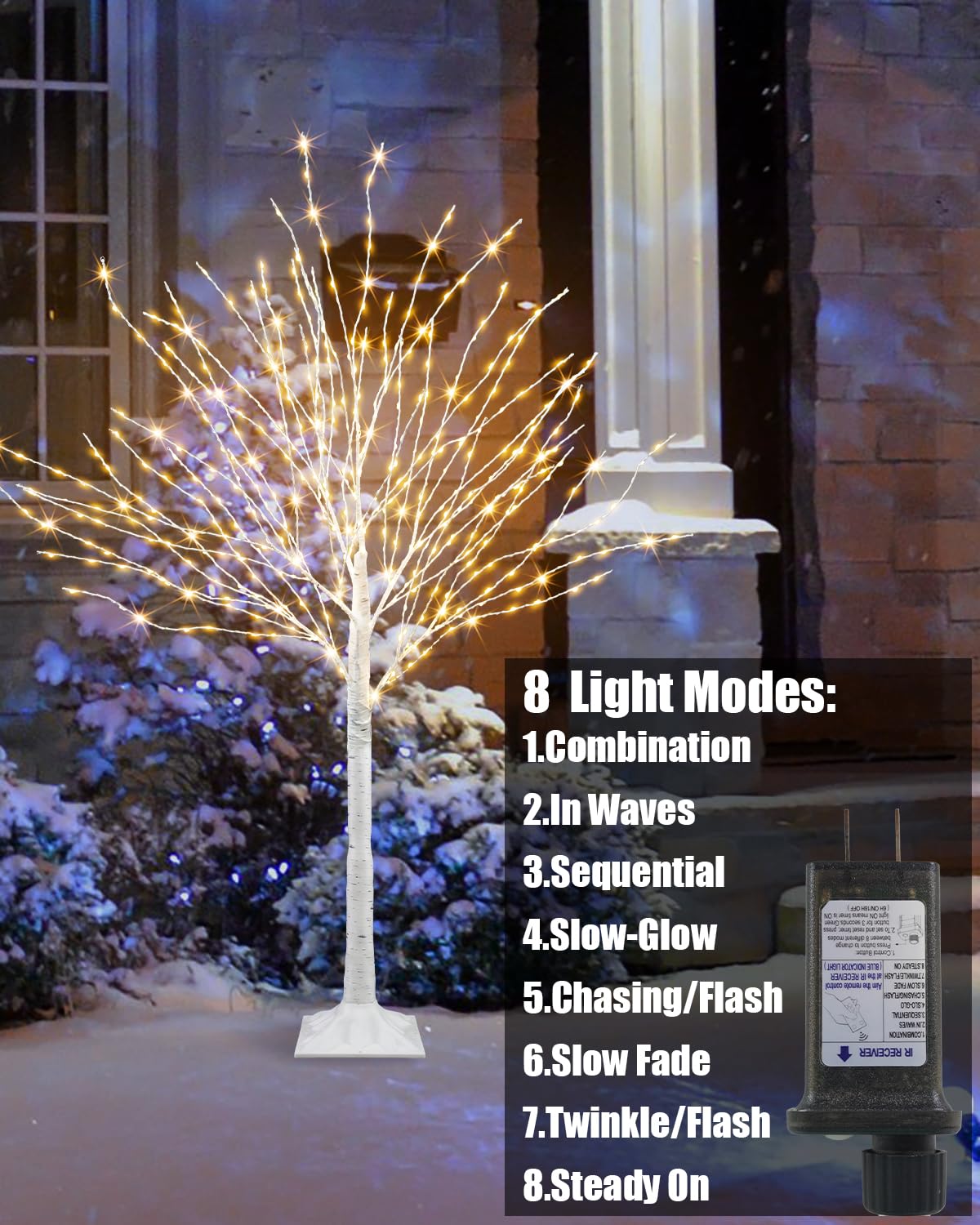 4 FT Lighted Artificial White Birch Tree with 432 LED Timer Z55344