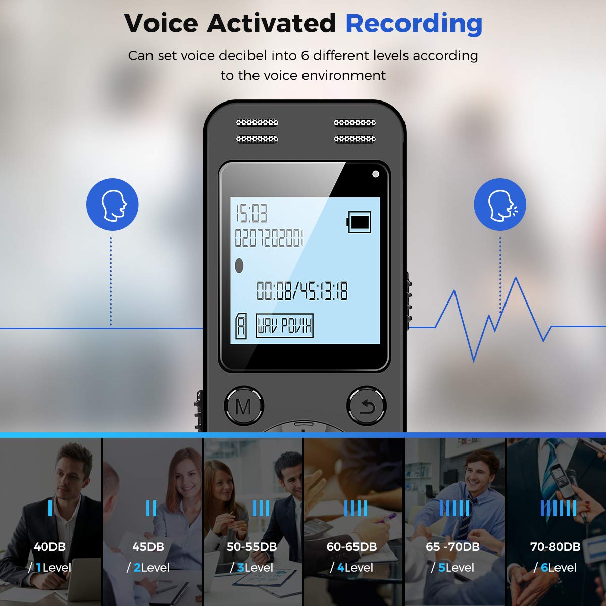 128GB Digital Voice Recorder with Playback K818