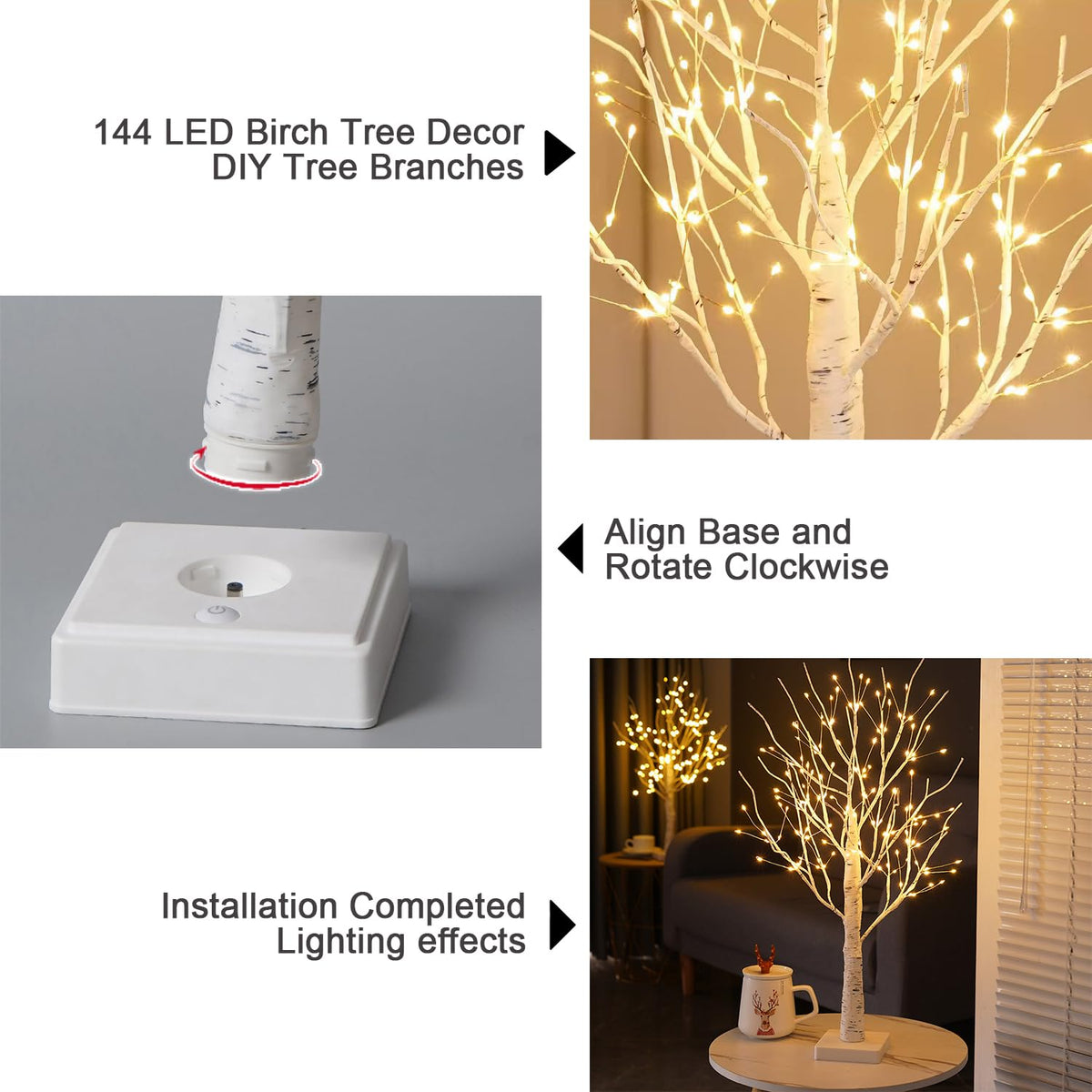 24" 2FT White Birch Tree with 144 LED Lights P5232