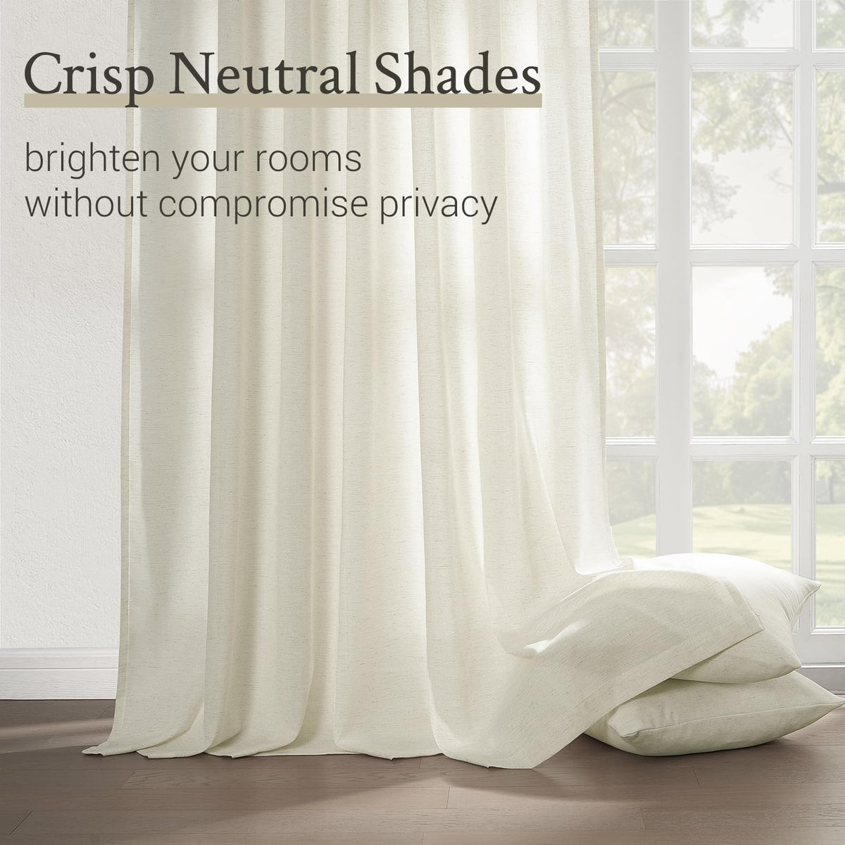 132 Inch Pinch Pleated Linen Curtains 2 Panels Natural Semi Sheer G514713