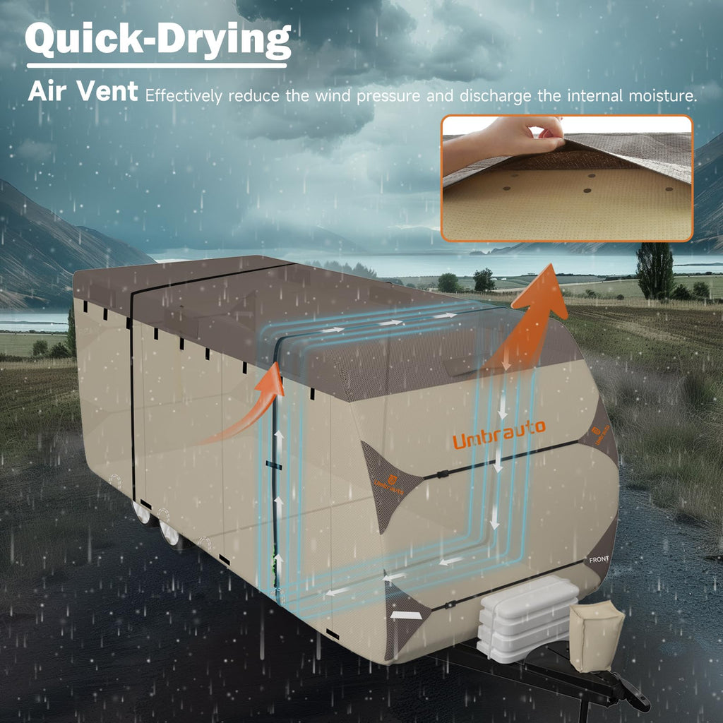 14' ~ 16' Waterproof Windproof Heavy Duty Travel Trailer RV Cover K30780